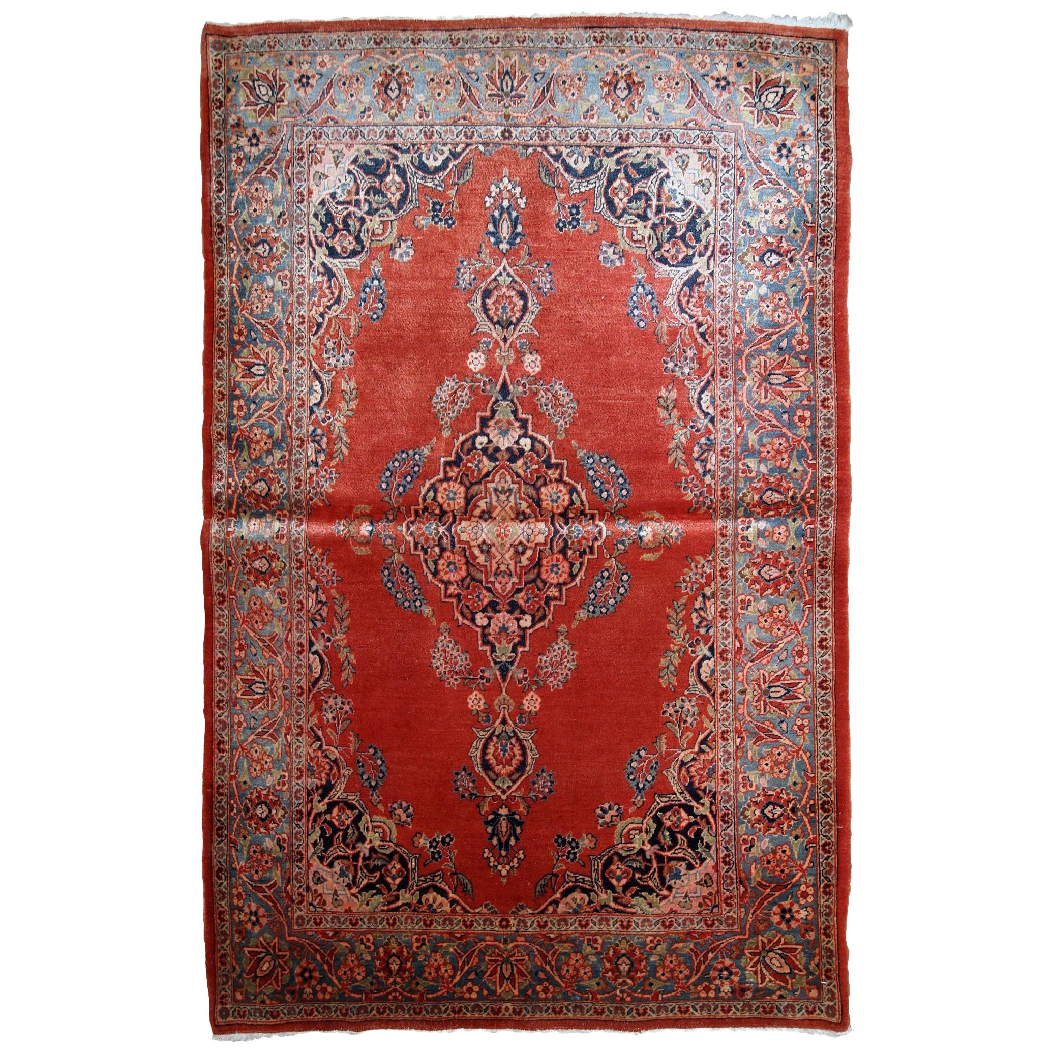 Handmade Antique Sarouk Style Rug, 1910s, 1B832 For Sale