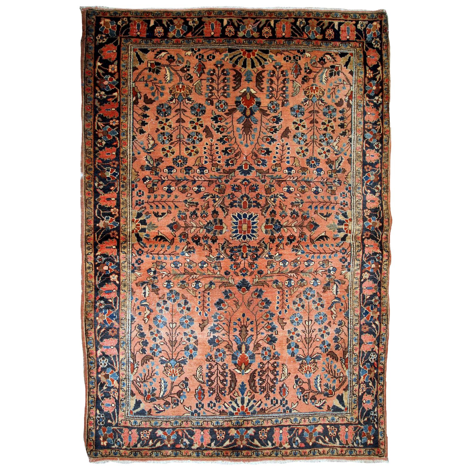 Handgefertigter antiker Teppich im Sarouk-Stil, 1920er Jahre, 1B677