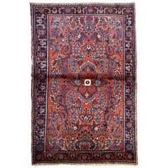 Handmade Antique Sarouk Style Rug, 1920s, 1B702