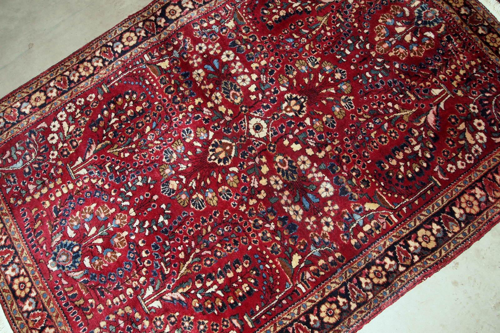 Handgefertigter antiker Teppich im Sarouk-Stil, 1920er Jahre, 1B736 (Asiatisch) im Angebot