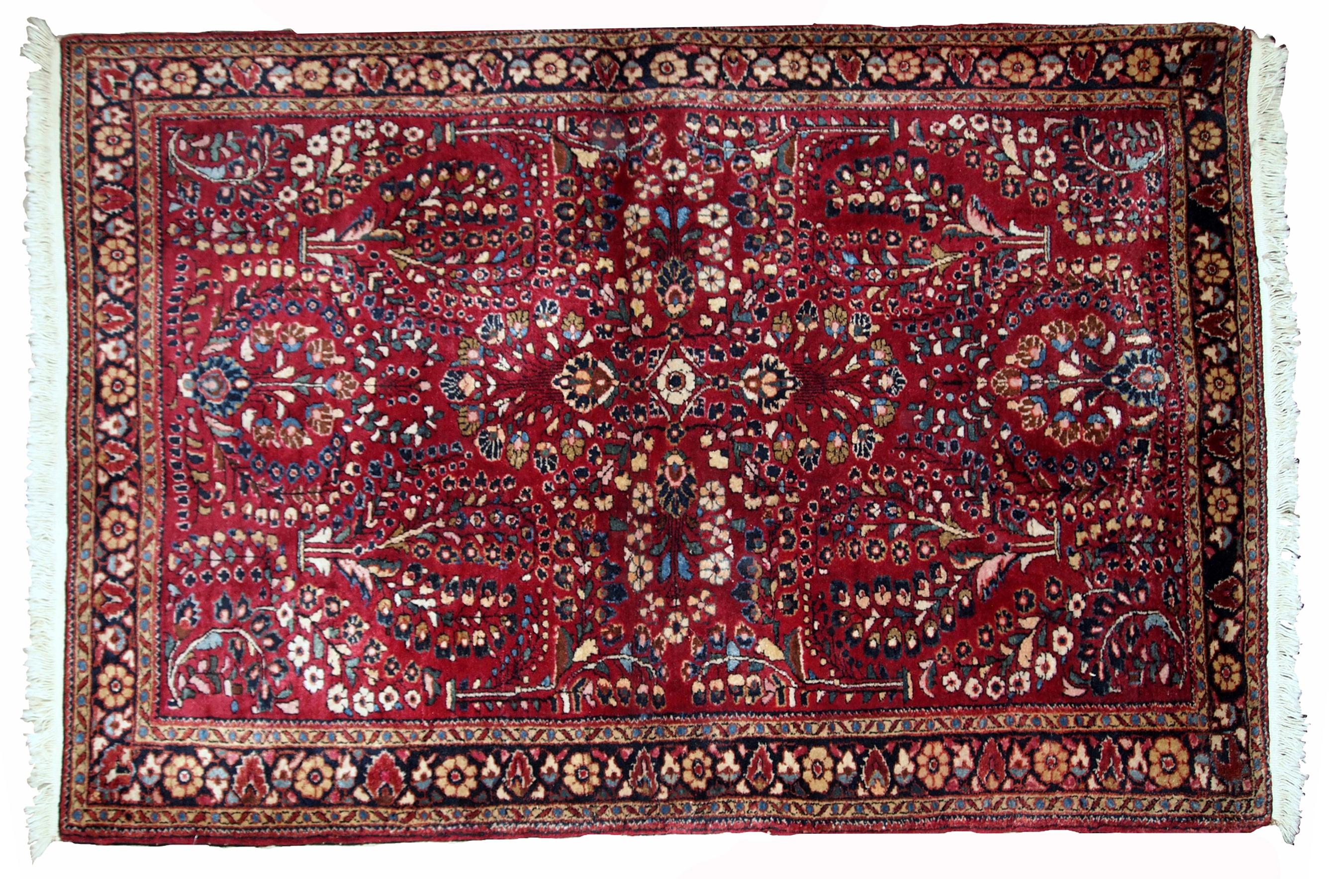 Handgefertigter antiker Teppich im Sarouk-Stil, 1920er Jahre, 1B736 (Wolle) im Angebot