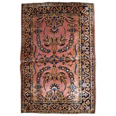 Handmade Antique Sarouk Style Rug, 1920s, 1B745