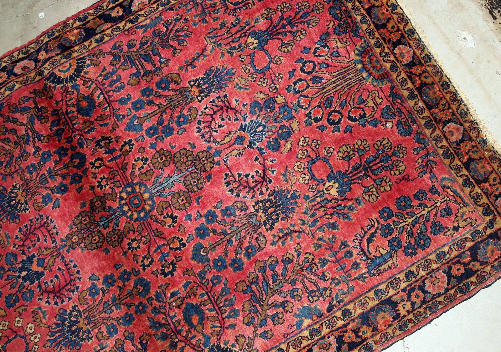 Handgefertigter antiker Teppich im Sarouk-Stil, 1920er Jahre, 1B748 (Asiatisch) im Angebot