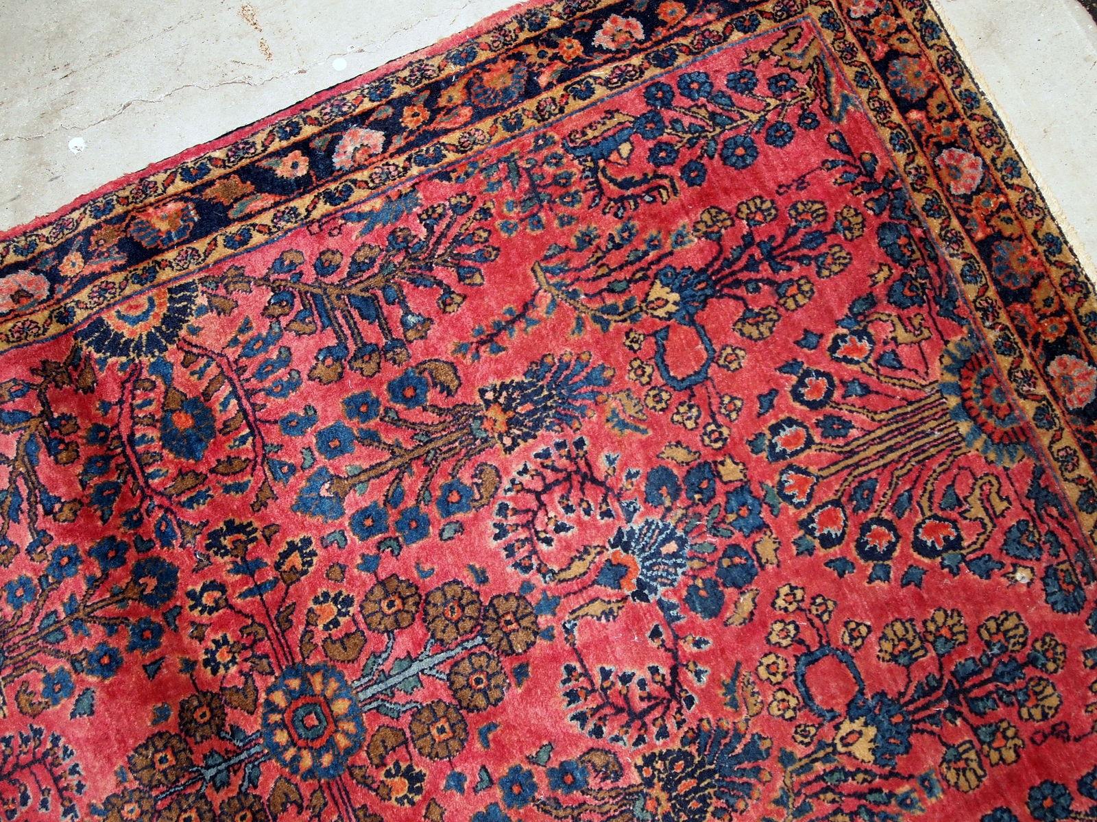 Handgefertigter antiker Teppich im Sarouk-Stil, 1920er Jahre, 1B748 im Zustand „Gut“ im Angebot in Bordeaux, FR