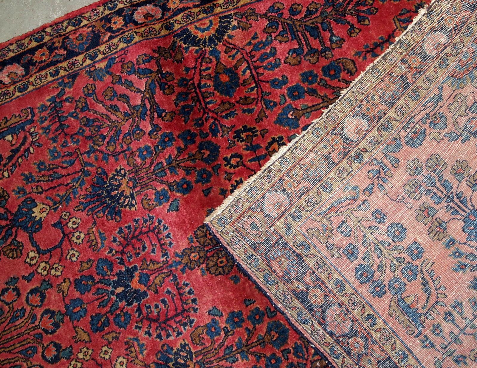 Handgefertigter antiker Teppich im Sarouk-Stil, 1920er Jahre, 1B748 (Frühes 20. Jahrhundert) im Angebot
