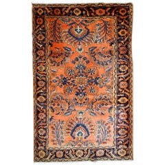 Handmade Antique Sarouk Style Rug, 1920s, 1B774
