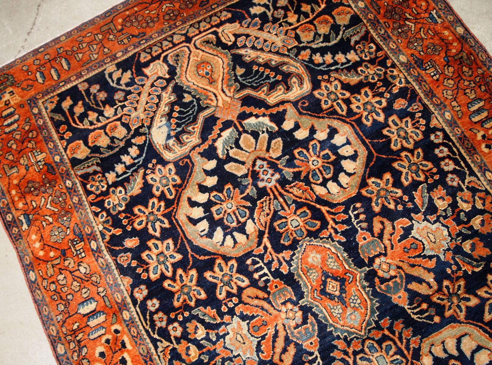 Asiatique Tapis de style Sarouk ancien fait à la main, années 1920, 1B782 en vente