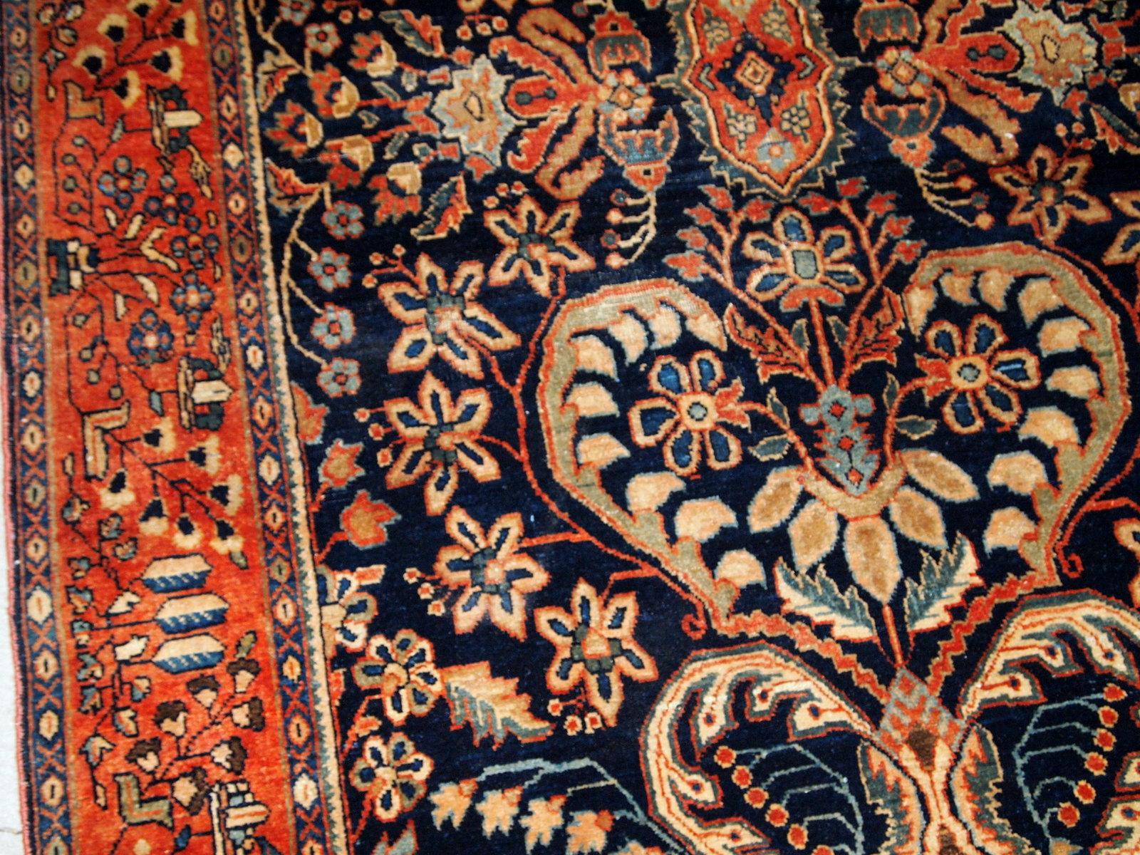 Noué à la main Tapis de style Sarouk ancien fait à la main, années 1920, 1B782 en vente