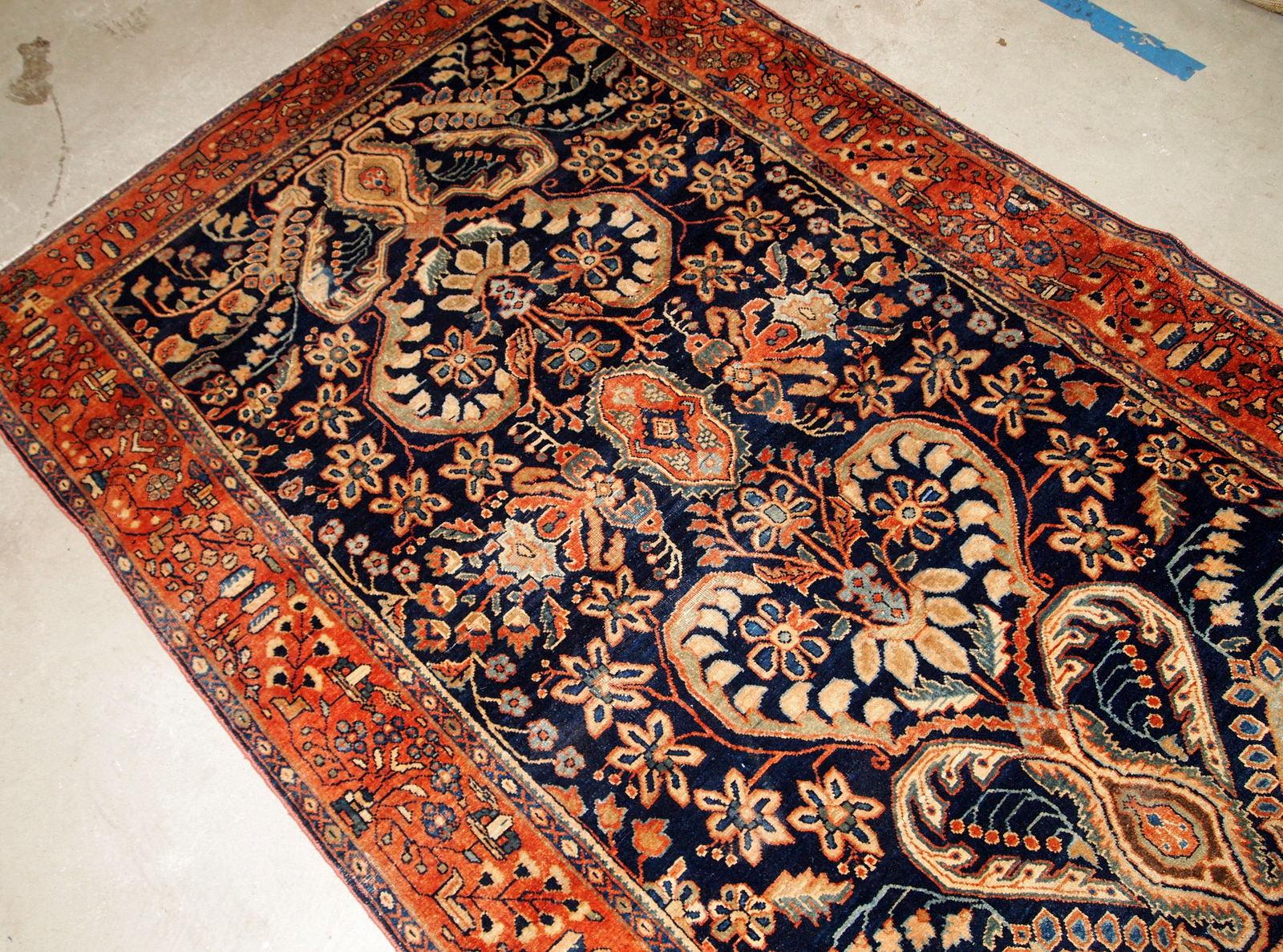 Laine Tapis de style Sarouk ancien fait à la main, années 1920, 1B782 en vente