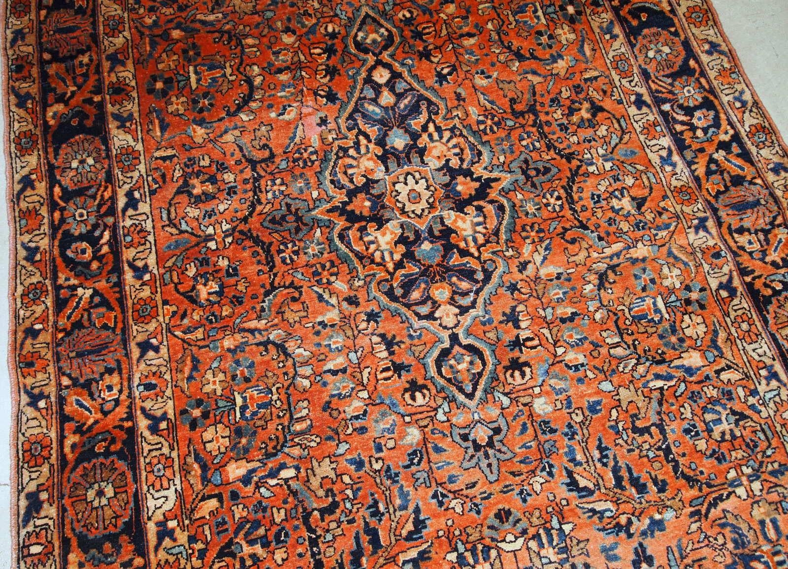 Handgefertigter antiker Teppich im Sarouk-Stil, 1920er Jahre, 1B783 (Handgeknüpft) im Angebot