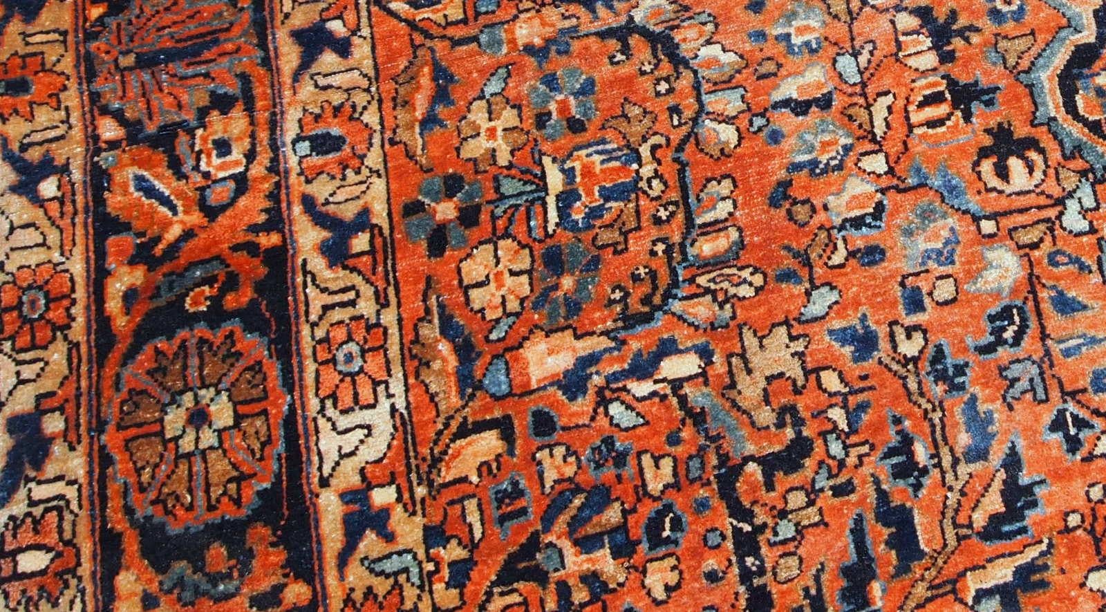 Handgefertigter antiker Teppich im Sarouk-Stil, 1920er Jahre, 1B783 im Zustand „Gut“ im Angebot in Bordeaux, FR