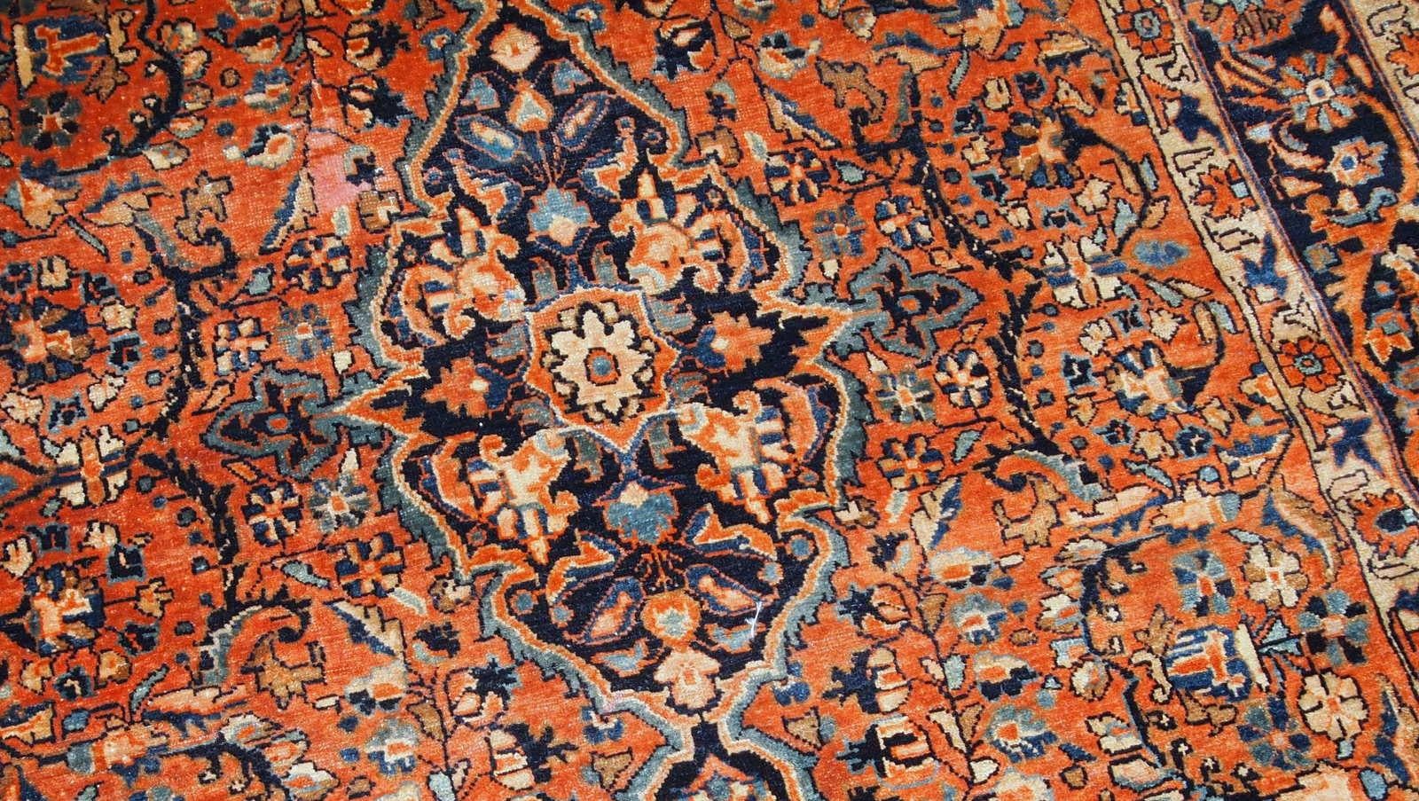 Handgefertigter antiker Teppich im Sarouk-Stil, 1920er Jahre, 1B783 (Wolle) im Angebot