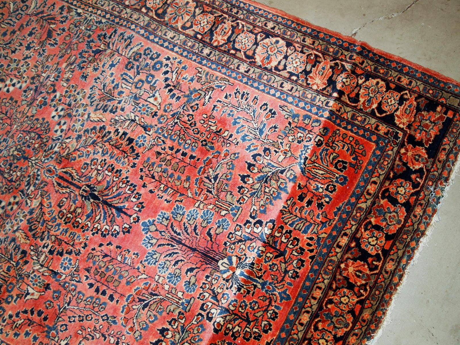 Handmade Antique Sarouk Style Rug, 1920s, 1B784 In Good Condition For Sale In Bordeaux, FR