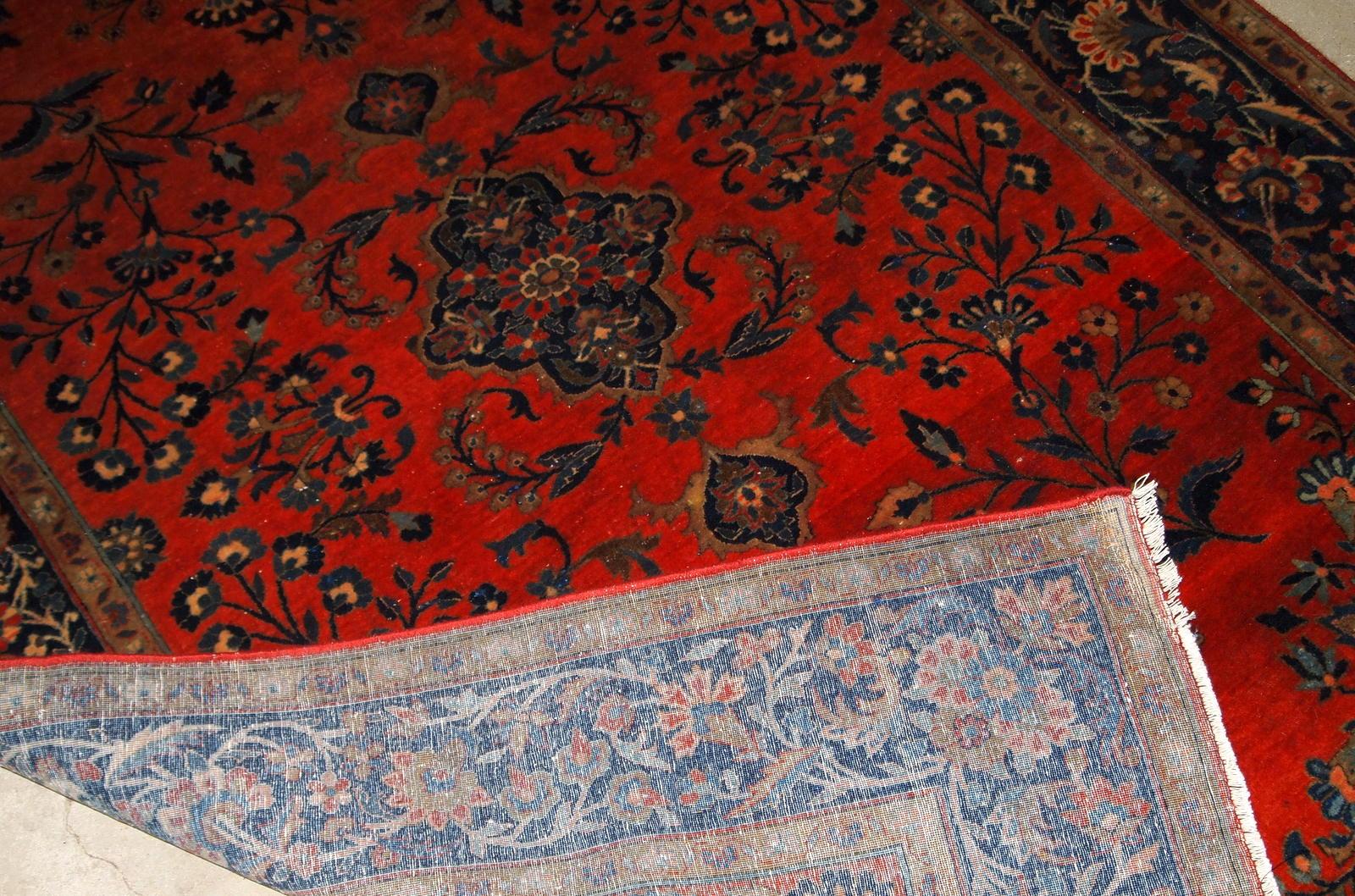 Handgefertigter antiker Teppich im Sarouk-Stil, 1920er Jahre, 1B785 (Wolle) im Angebot