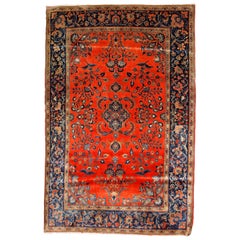 Handmade Antique Sarouk Style Rug, 1920s, 1B785