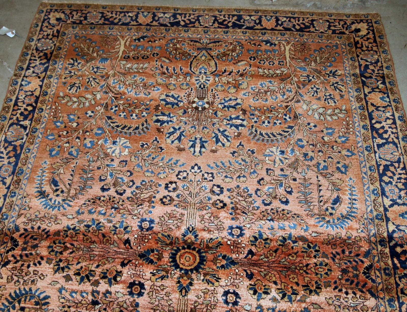 Wool Handmade Antique Sarouk Style Rug, 1920s, 1B786 For Sale