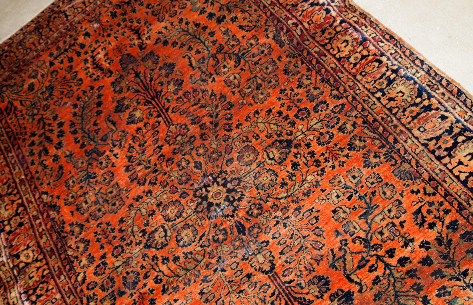 Noué à la main Tapis de style Sarouk ancien fait à la main, années 1920, 1B787 en vente