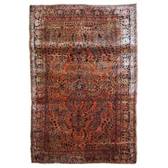 Handmade Antique Sarouk Style Rug, 1920s, 1B787