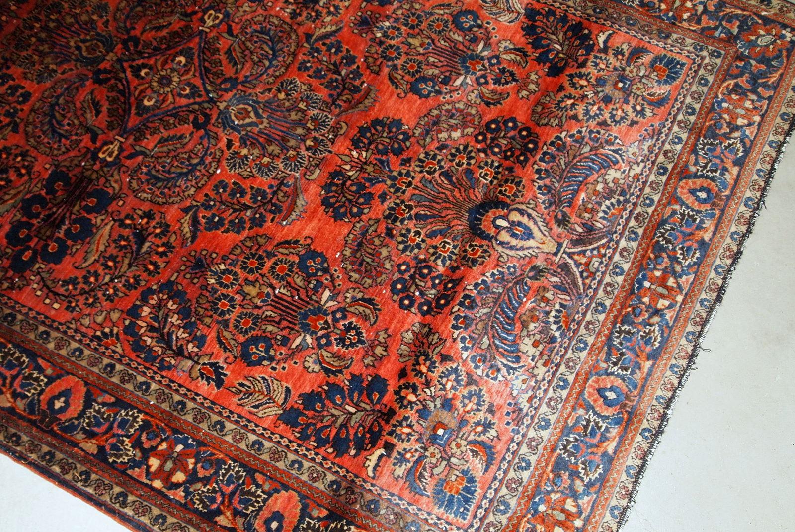 Handgefertigter antiker Teppich im Sarouk-Stil, 1920er Jahre, 1B790 (Asiatisch) im Angebot