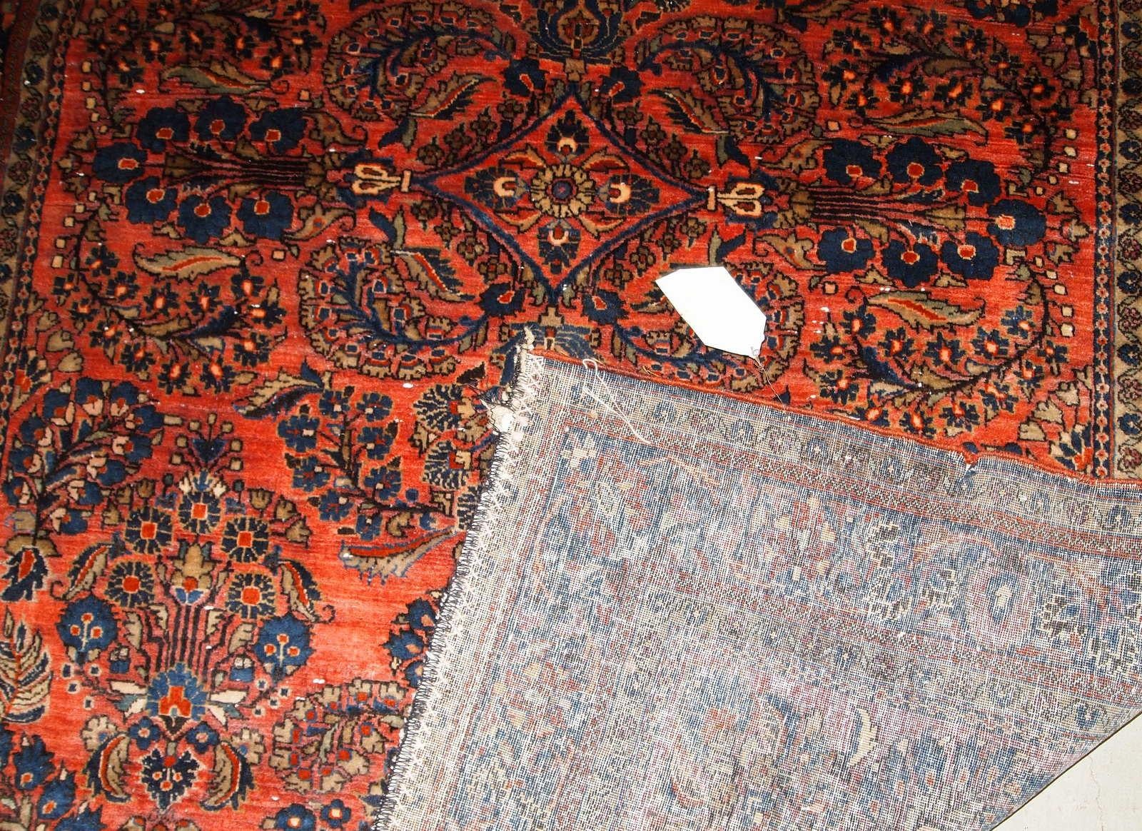 Handgefertigter antiker Teppich im Sarouk-Stil, 1920er Jahre, 1B790 im Zustand „Gut“ im Angebot in Bordeaux, FR