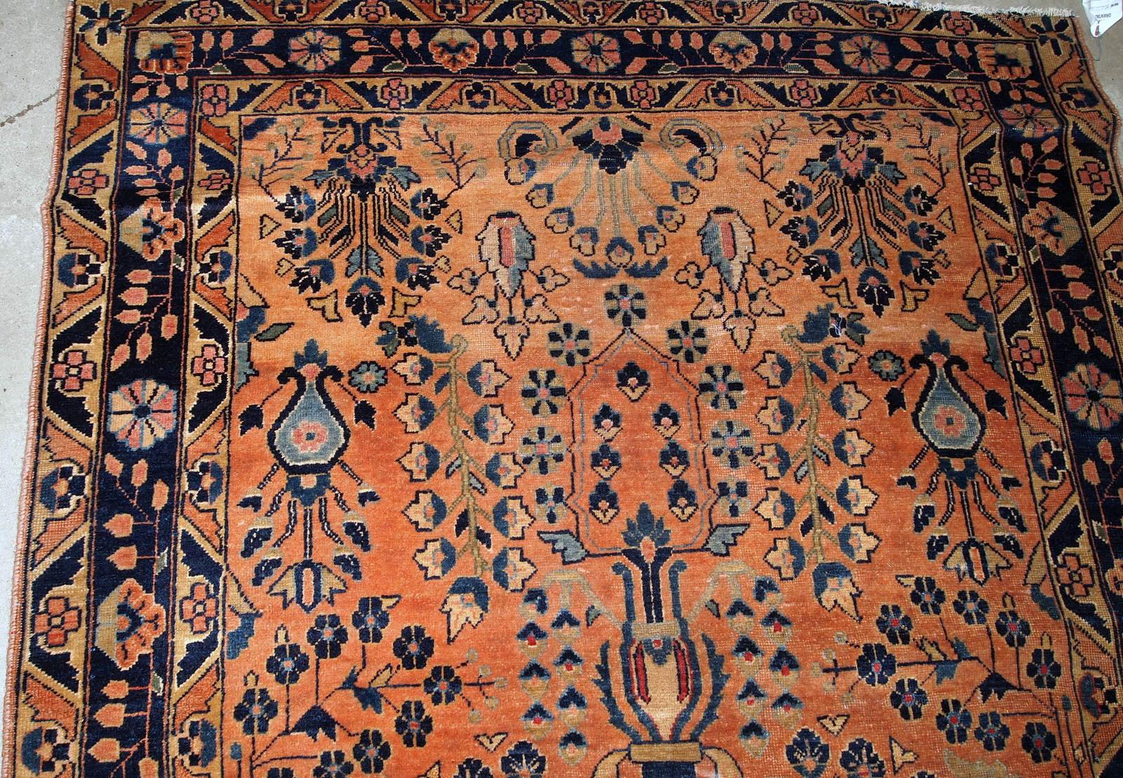 Handgefertigter antiker Teppich im Sarouk-Stil, 1920er Jahre, 1B792 (Asiatisch) im Angebot
