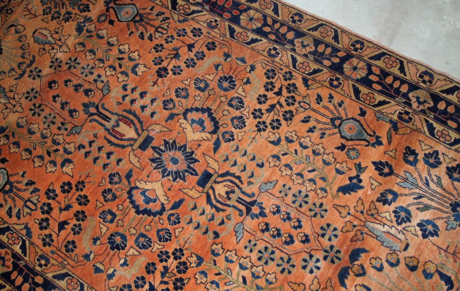 Handgefertigter antiker Teppich im Sarouk-Stil, 1920er Jahre, 1B792 (Frühes 20. Jahrhundert) im Angebot