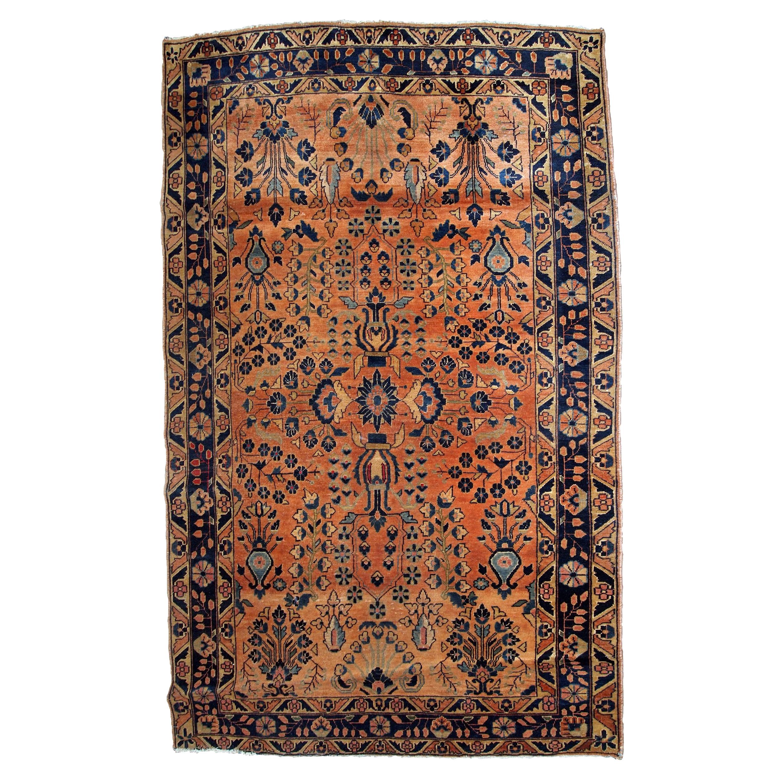 Handgefertigter antiker Teppich im Sarouk-Stil, 1920er Jahre, 1B792 im Angebot