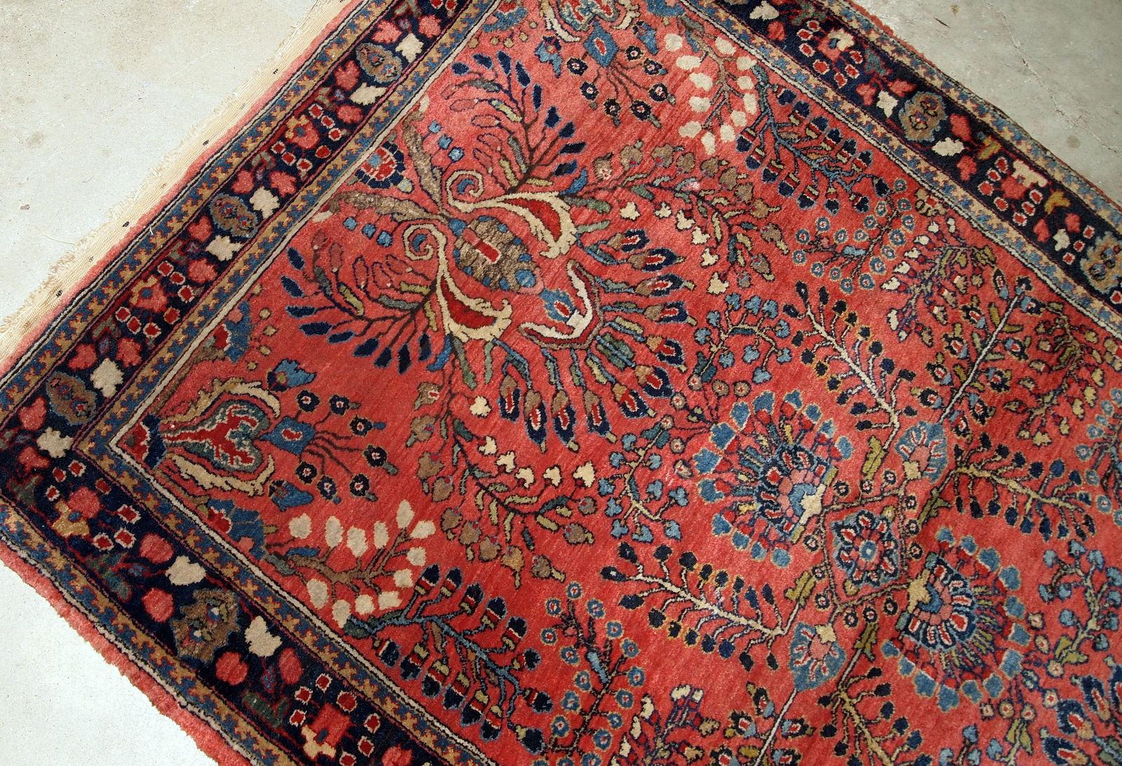 Handmade Antique Sarouk Style Rug, 1920s, 1B802 In Good Condition For Sale In Bordeaux, FR