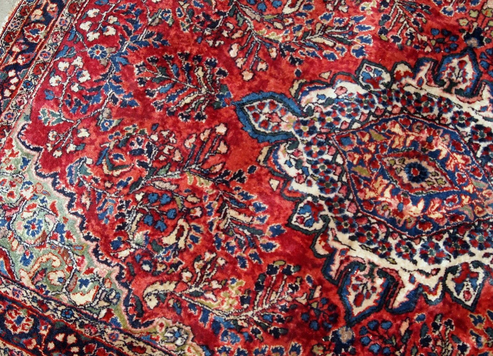 Handgefertigter antiker Teppich im Sarouk-Stil, 1920er Jahre, 1B804 (Handgeknüpft) im Angebot