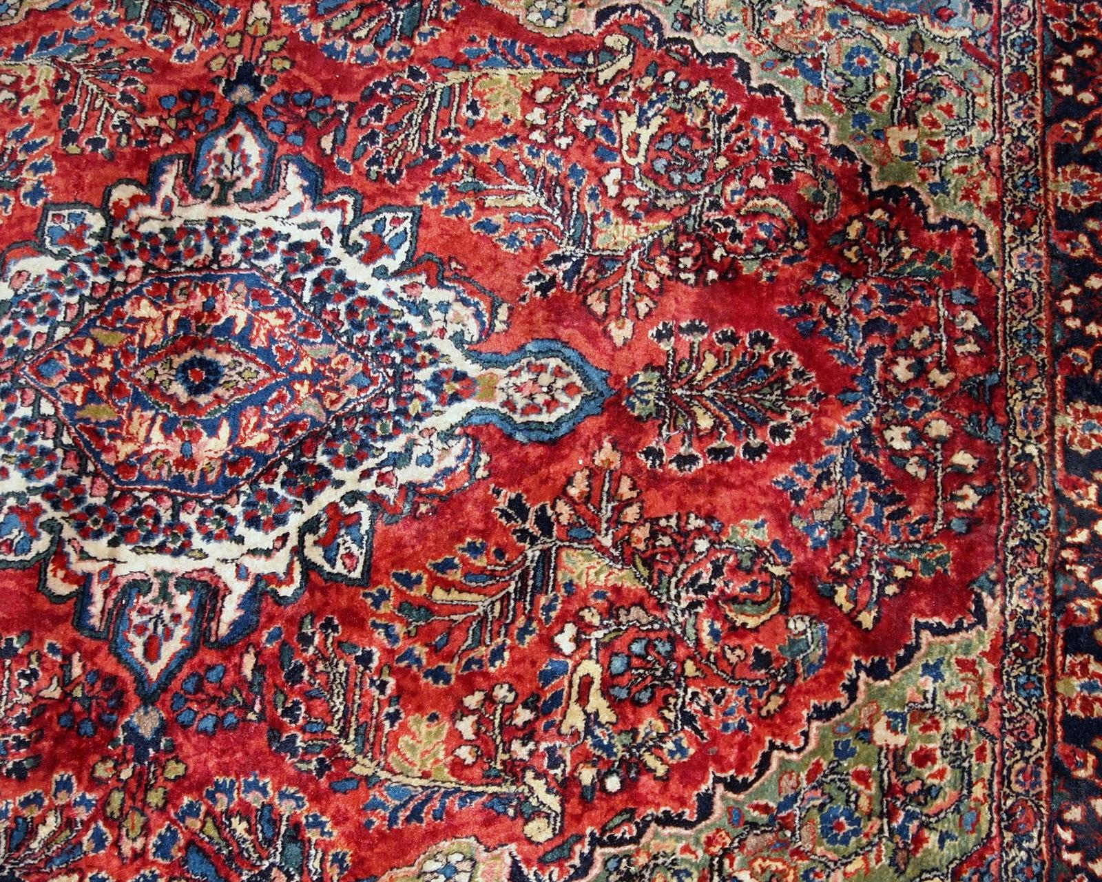 Handgefertigter antiker Teppich im Sarouk-Stil, 1920er Jahre, 1B804 (Frühes 20. Jahrhundert) im Angebot