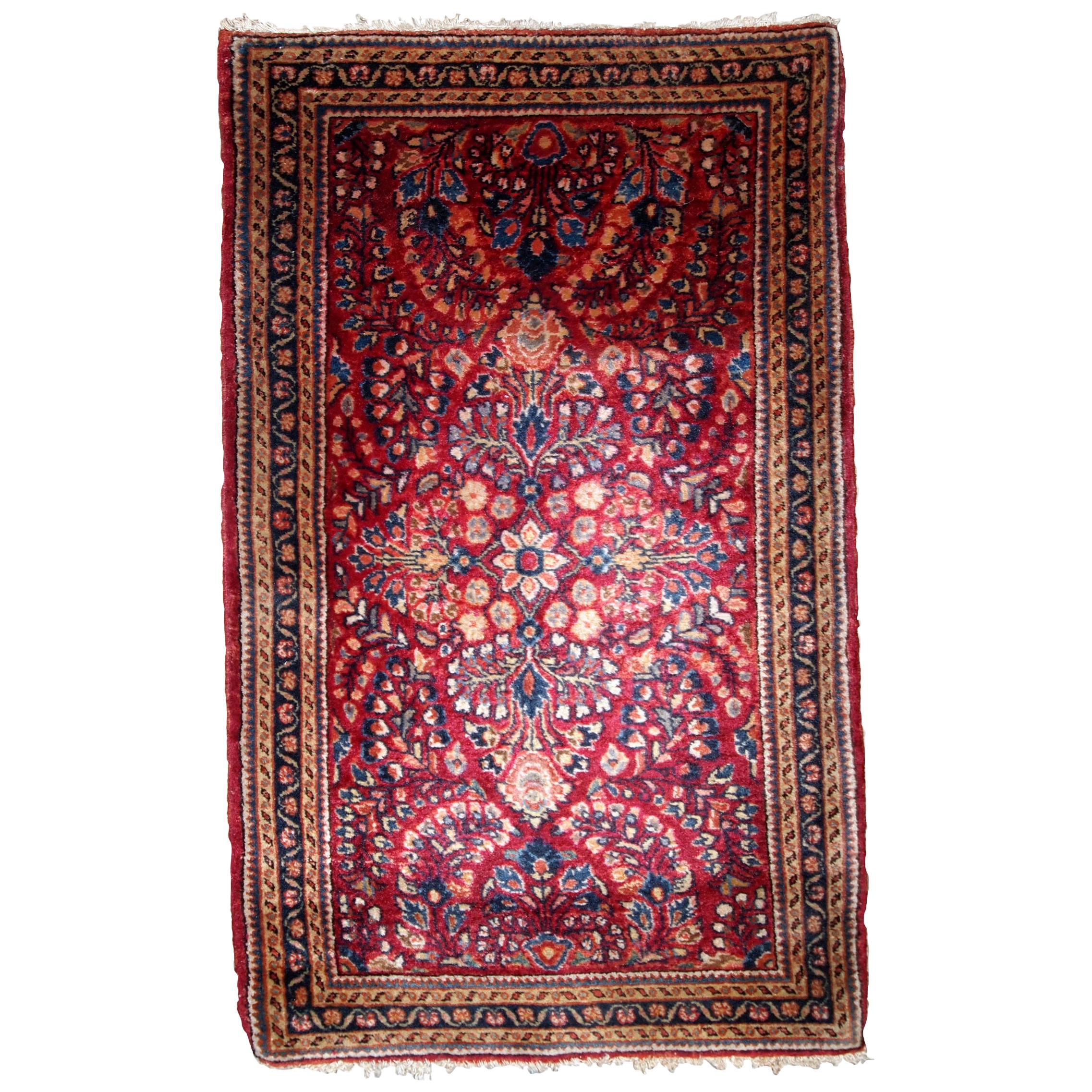 Handgefertigter antiker Teppich im Sarouk-Stil, 1920er Jahre, 1B815
