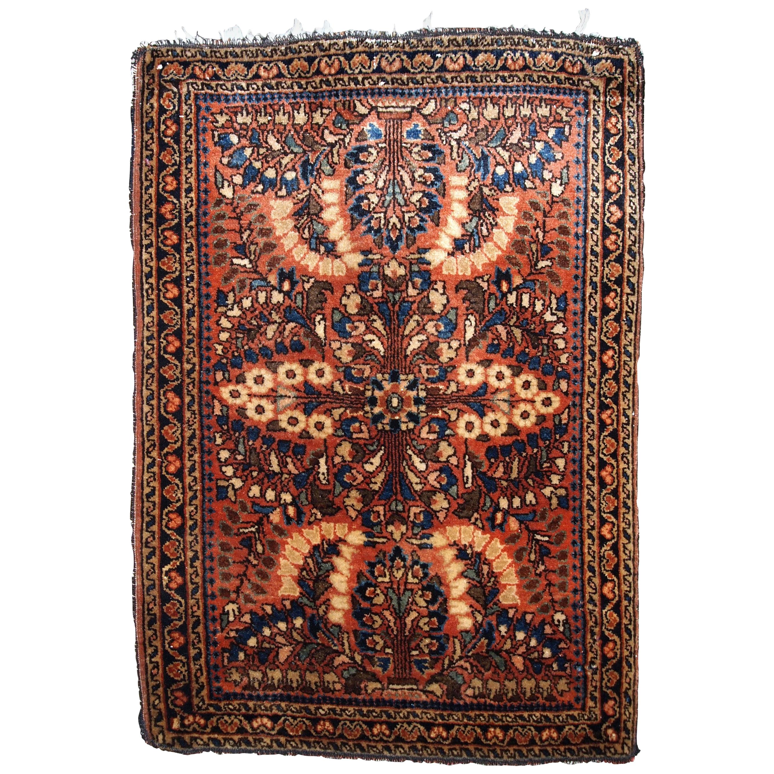 Handmade Antique Sarouk Style Rug, 1920s, 1B817 For Sale