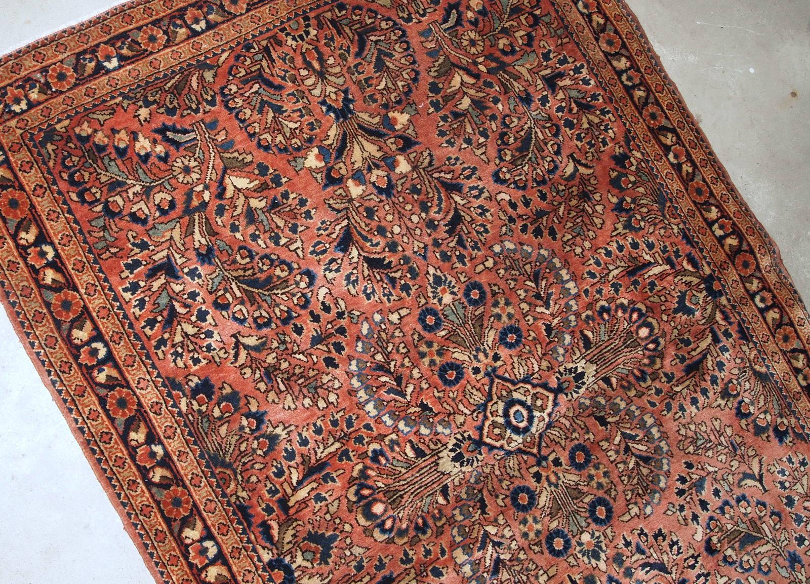 Handgefertigter antiker Teppich im Sarouk-Stil, 1920er Jahre, 1B823 (Frühes 20. Jahrhundert) im Angebot