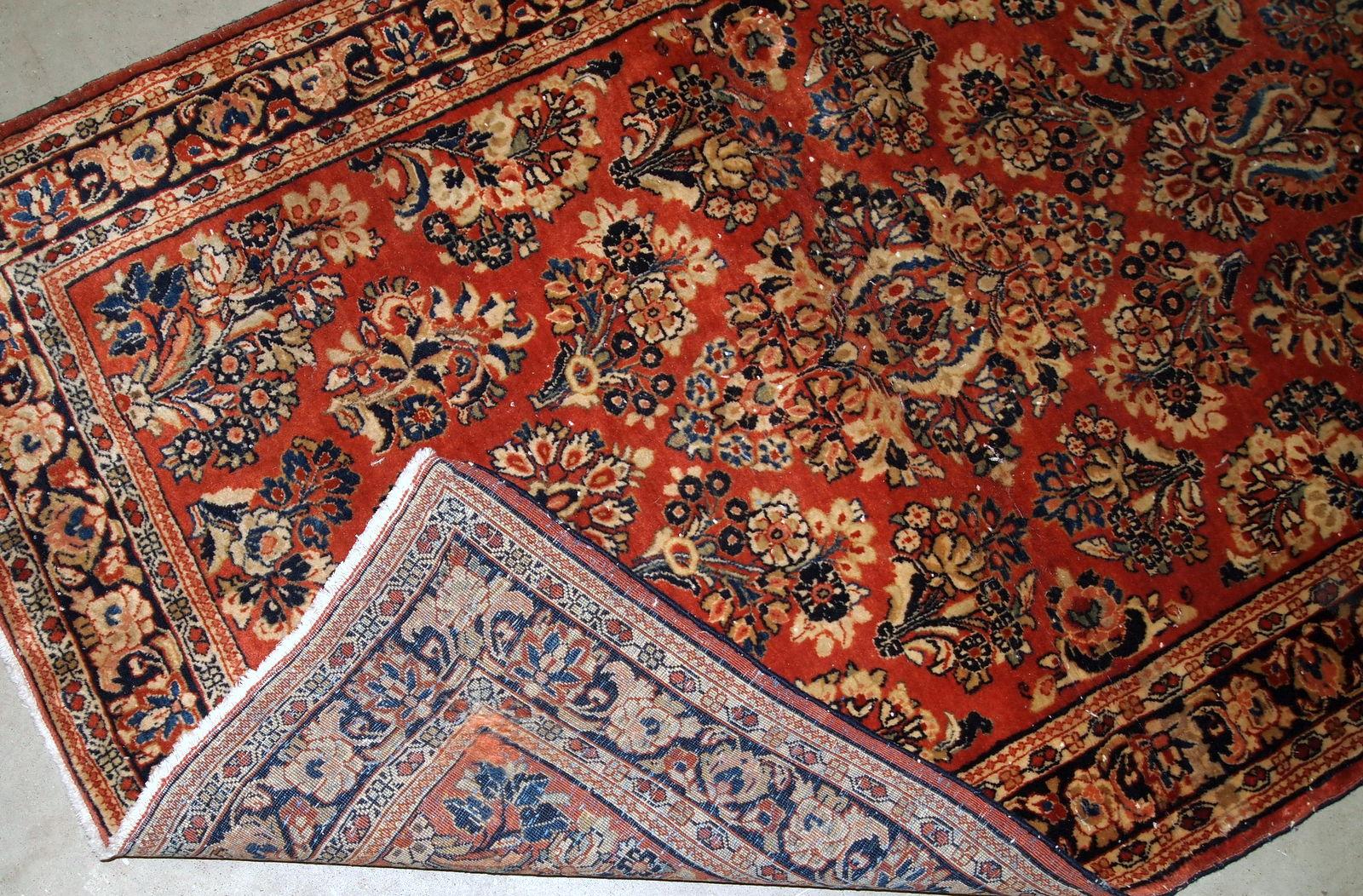 Handgefertigter antiker Teppich im Sarouk-Stil, 1920er Jahre, 1B826 (Asiatisch) im Angebot