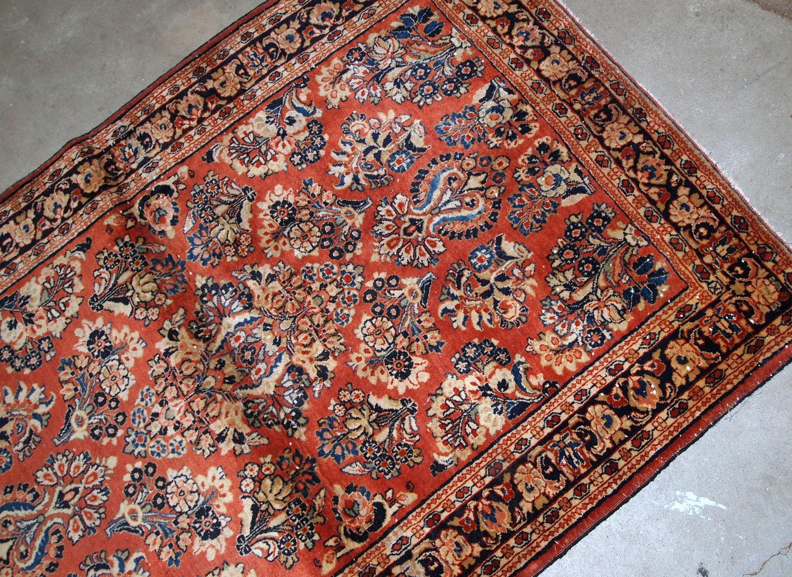 Handgefertigter antiker Teppich im Sarouk-Stil, 1920er Jahre, 1B826 (Frühes 20. Jahrhundert) im Angebot
