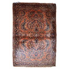 Handmade Antique Sarouk Style Rug, 1920s, 1B827