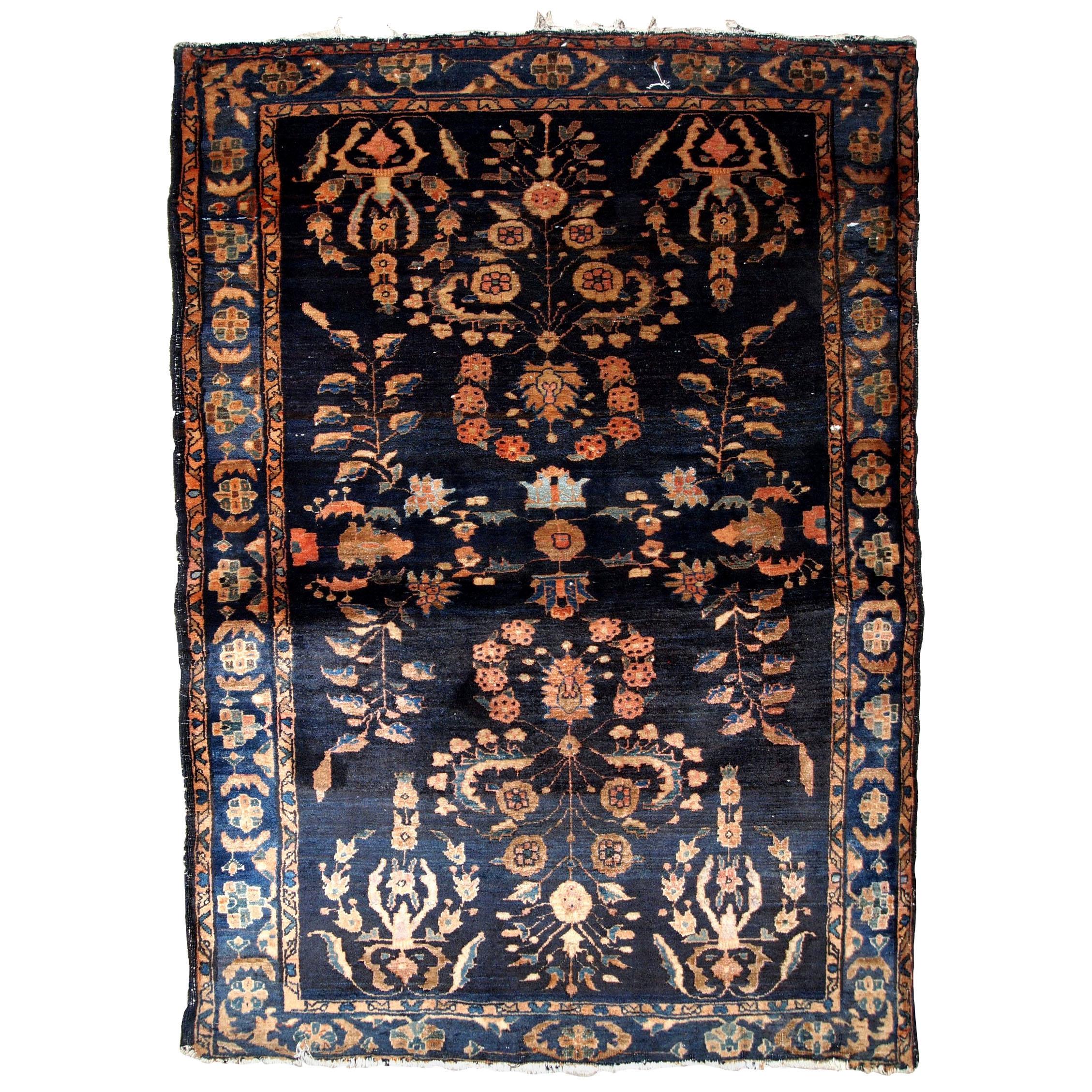 Handmade Antique Sarouk Style Rug, 1920s, 1B828