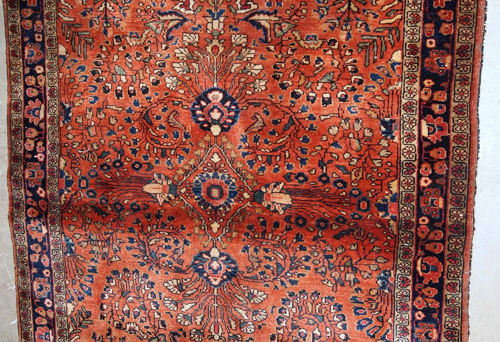 Handmade Antique Sarouk Style Rug, 1920s, 1B833 In Good Condition For Sale In Bordeaux, FR