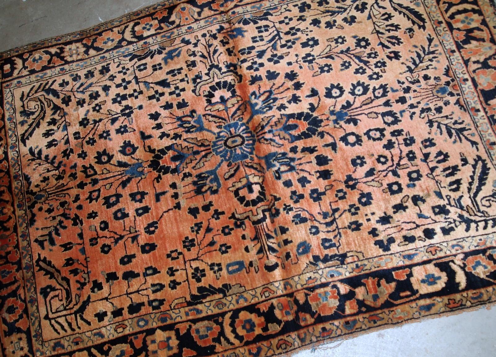 Laine Tapis sarouk ancien fait à la main:: années 1920:: 1B839 en vente