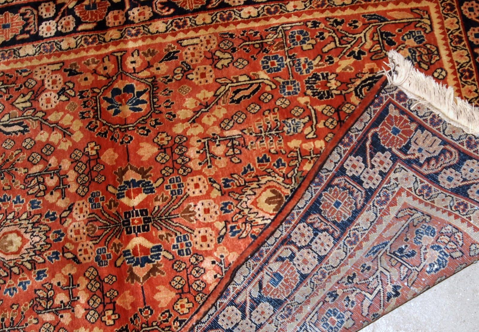Asiatico Tappeto antico in stile Sarouk fatto a mano, anni '20, 1B840 in vendita