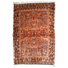 Handmade Antique Sarouk Style Rug, 1920s, 1B840