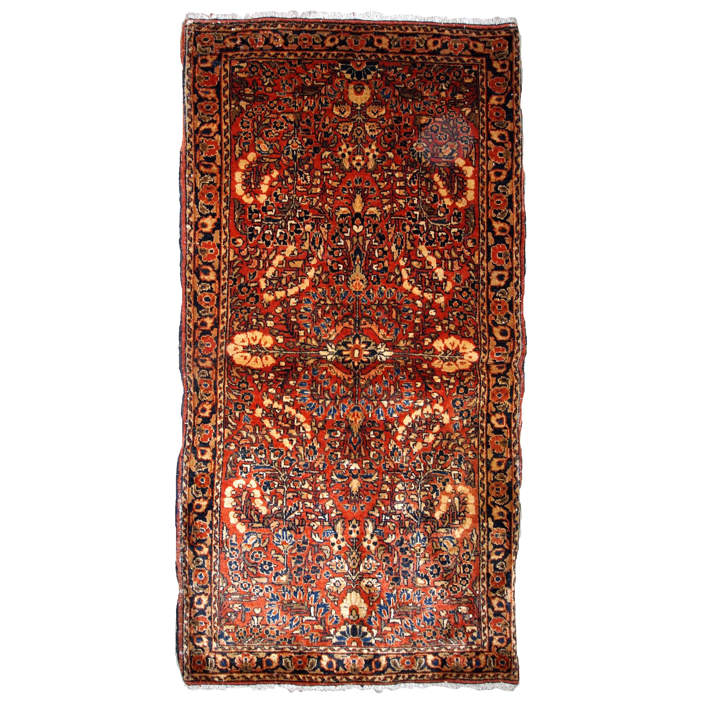 Handmade Antique Sarouk Style Rug, 1920s, 1B841 For Sale