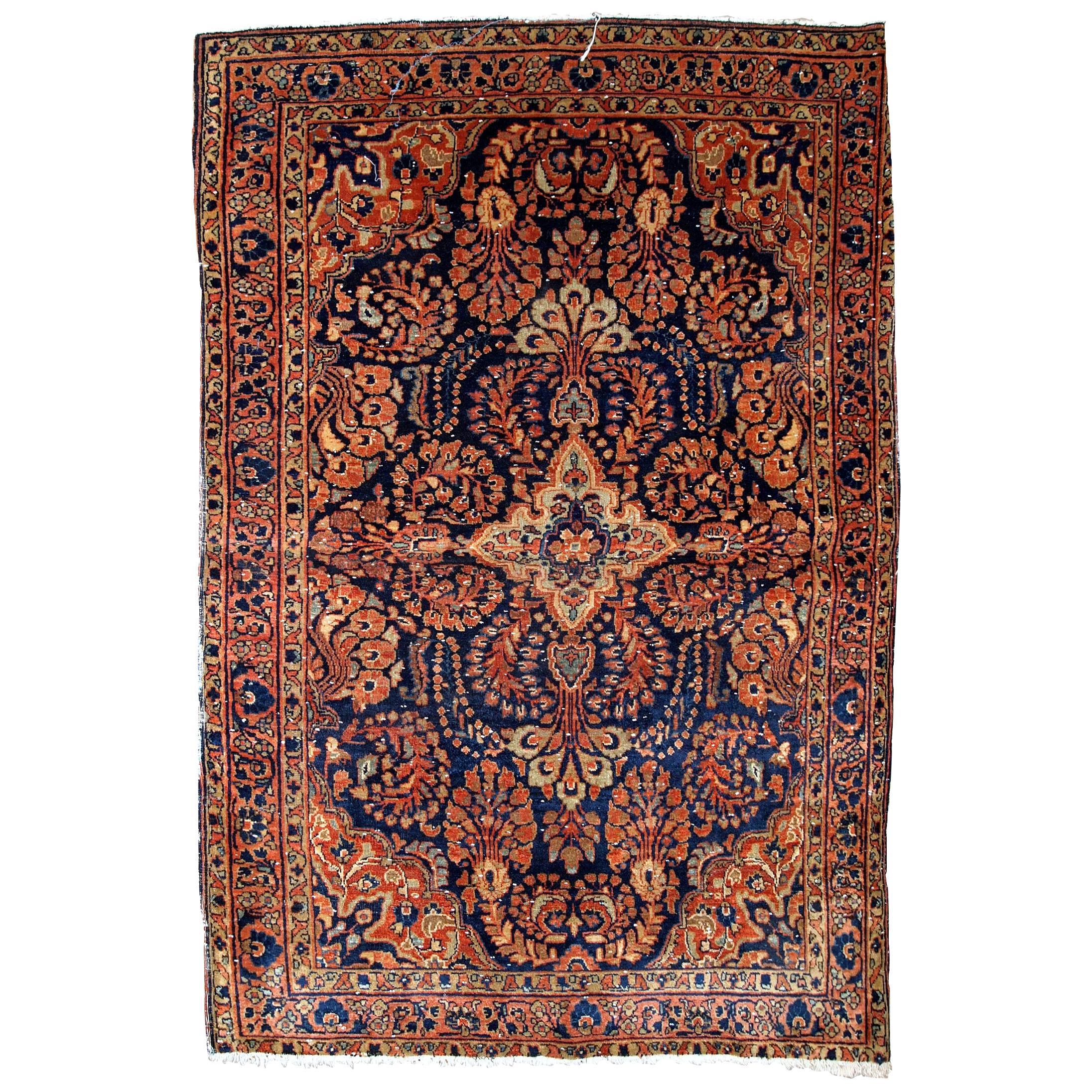 Handgefertigter antiker Sarouk-Stil-Teppich:: 1920er Jahre:: 1B844