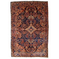 Handmade Antique Sarouk Style Rug, 1920s, 1B844