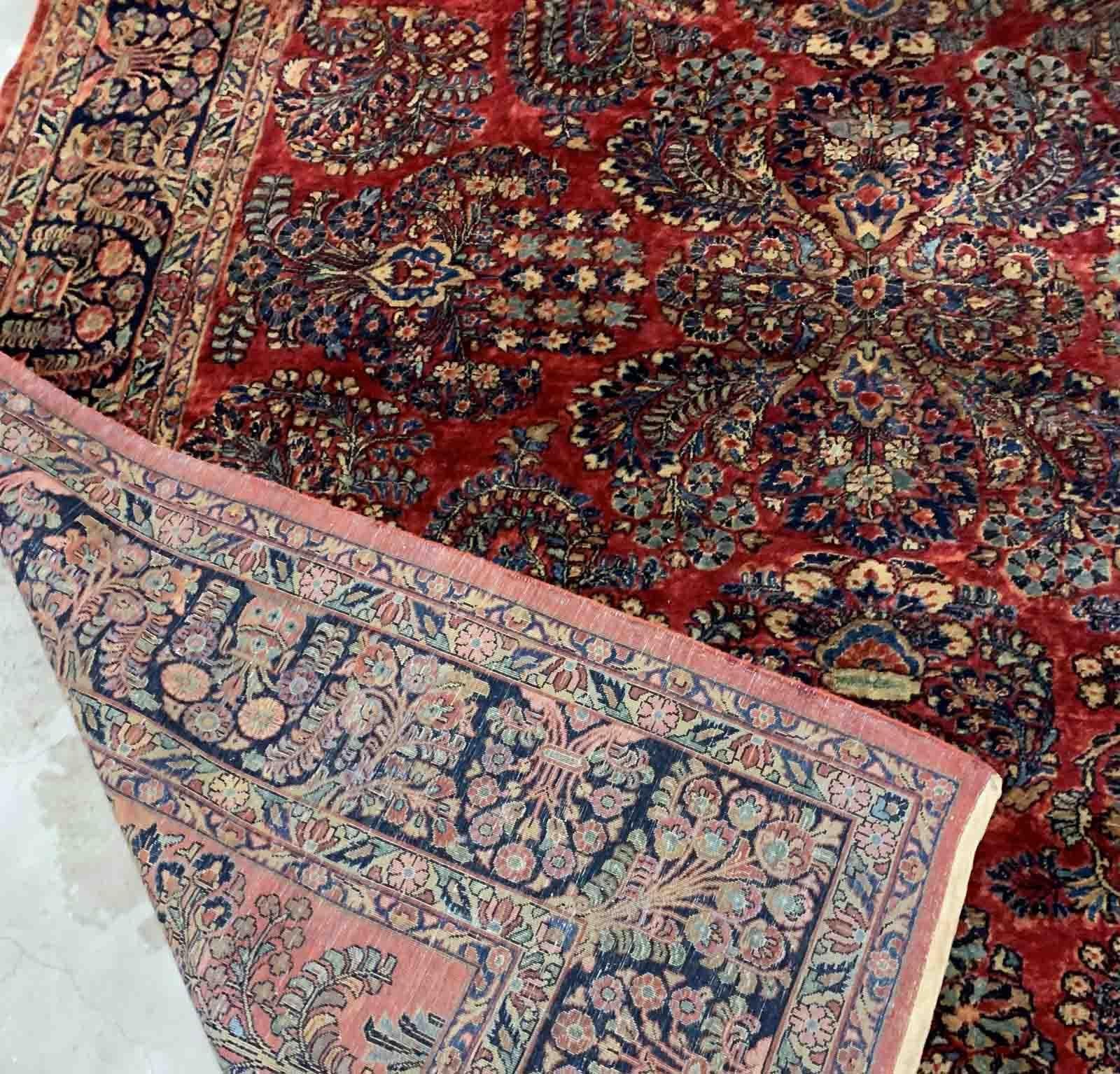 Handgefertigter antiker Teppich im Sarouk-Stil, 1920er Jahre, 1B907 (Handgeknüpft) im Angebot