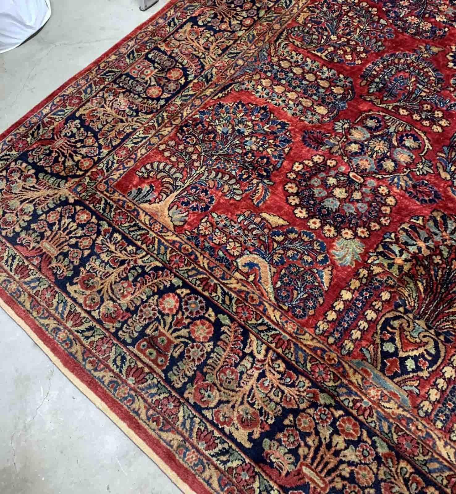 Handmade Antique Sarouk Style Rug, 1920s, 1B907 In Good Condition For Sale In Bordeaux, FR