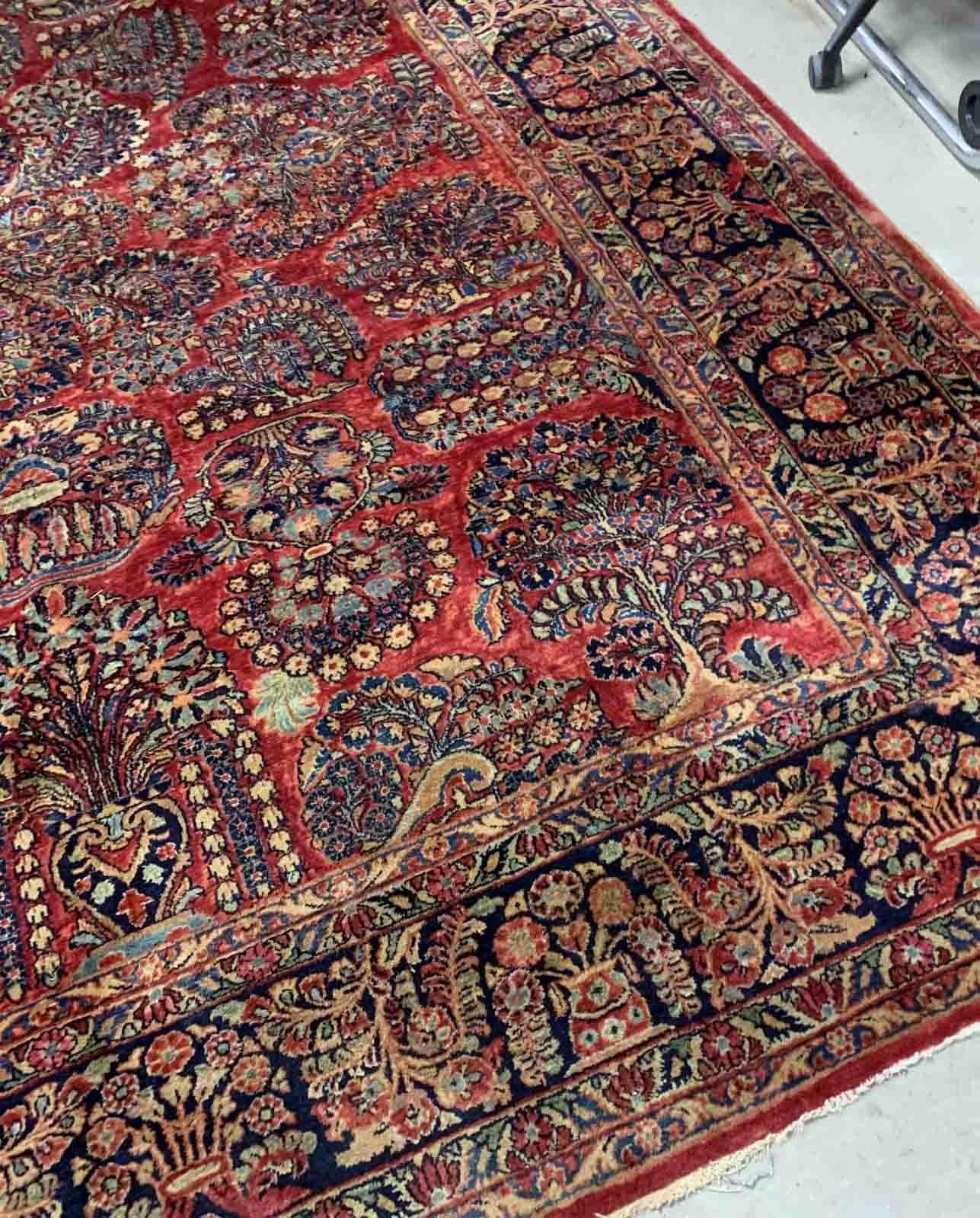 Handgefertigter antiker Teppich im Sarouk-Stil, 1920er Jahre, 1B907 (Frühes 20. Jahrhundert) im Angebot