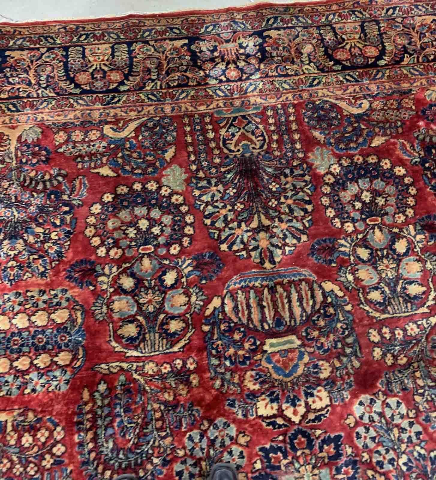 Handgefertigter antiker Teppich im Sarouk-Stil, 1920er Jahre, 1B907 im Angebot 1