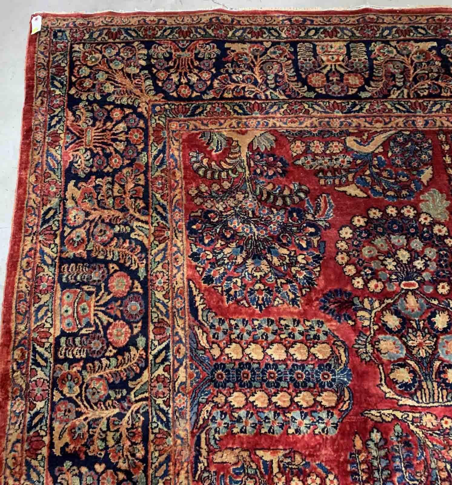 Handgefertigter antiker Teppich im Sarouk-Stil, 1920er Jahre, 1B907 im Angebot 2