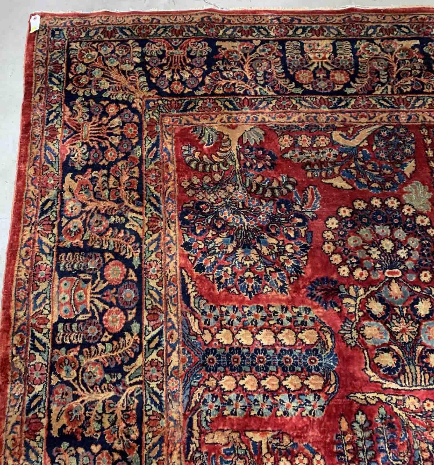 Tappeto antico in stile Sarouk fatto a mano, anni '20, 1B907 in vendita 2
